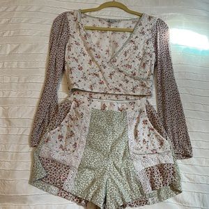 American eagle crop top high waisted shorts